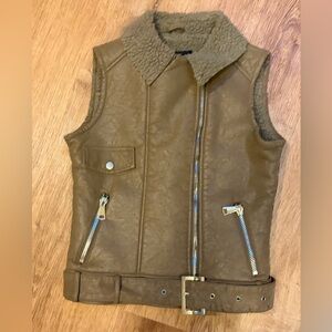 Barneys Originals Women's BrownFaux Leather  Bomber Vest Size 6 (runs small)